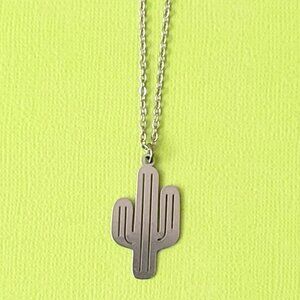 CACTUS Stainless Steel Charm Chain Necklace 24" Arizona Western Cowgirl